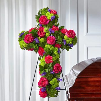 Floral Rose Tribute Standing Cross